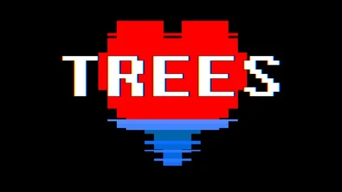 Pixel heart TREES word text glitch interference screen seamless loop animation Stock-Footage 92351185