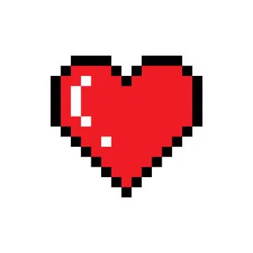 Pixel heart vector icon. Game pixel cartoon red love arcade symbol illustration Stock Illustration