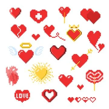 Pixel hearts Stock Illustration