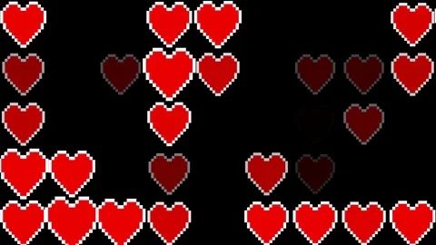 Pixel hearts light wall blinking seamless loop animation background new dynamic Stock Footage 81586580