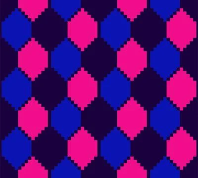 Pixel Hexagon Geometric Seamless Pattern Stock Illustration