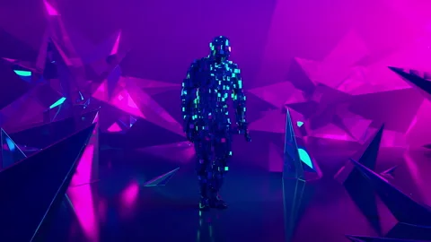 Pixel Hip Hop Dancer In A Crystal Cave Video stock 195814780
