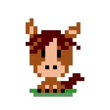 Pixel horse image for 8 bit game assets Stockillustratie
