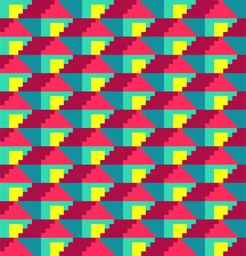 Pixel House Geometric Seamless Pattern Stock Illustration