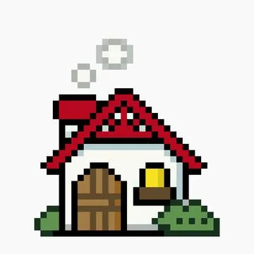 Pixel house image. Vector illustration of cross stitch and t-shirt pattern. イラスト素材