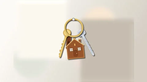 Pixel house key chain animation video icon Stock Footage 346543823