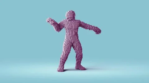Pixel human body performing modern dance Stock Photos