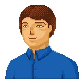 Pixel human portrait digital character Ilustração Stock