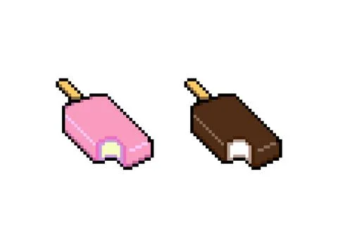 Pixel ice cream set image. Vector Illustration of pixel art. 스톡 일러스트