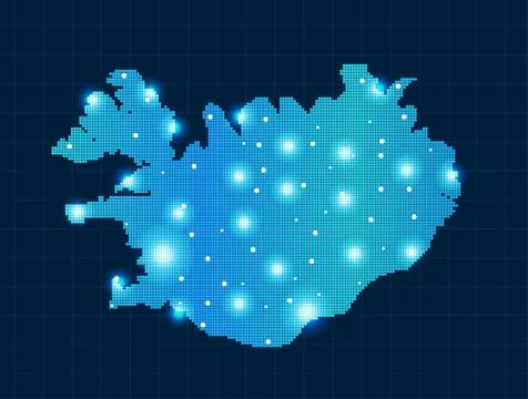 Pixel Iceland map Stock Illustration