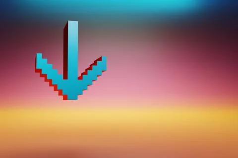 Pixel icon Arrow Down . Beautiful Blue Arrow Down icons symbol on multicolor  イラスト素材