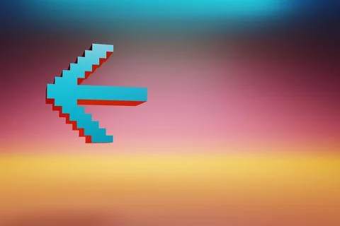 Pixel icon Arrow Left . Beautiful Blue Arrow Left icons symbol on multicolor  Stock Illustration