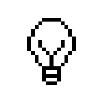 Pixel icon of lamp. Outline simple vector bulb. Illustrazione stock