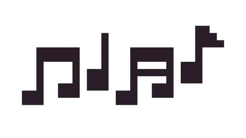 Pixel icon music note animation on white background Stock Footage 303474917