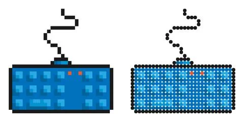 Pixel icon. Personal computer keyboard. Letters and symbols on keyboard but.. Stock Illustration
