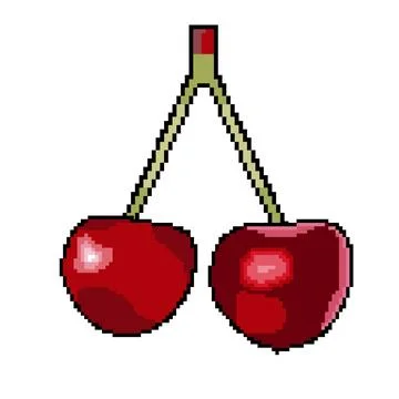 Pixel icon proper nutrition berry cherry Stock Illustration