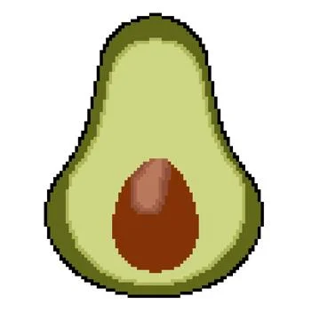 Pixel icon proper nutrition fruit avocado Stock Illustration