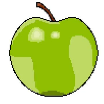 Pixel icon proper nutrition fruit green apple Stock Illustration
