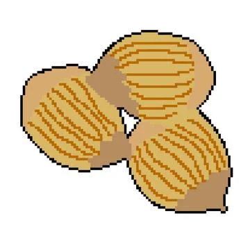 Pixel icon proper nutrition hazel nut Stock Illustration