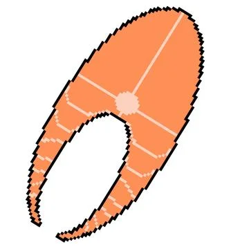 Pixel icon proper nutrition red fish Stock Illustration