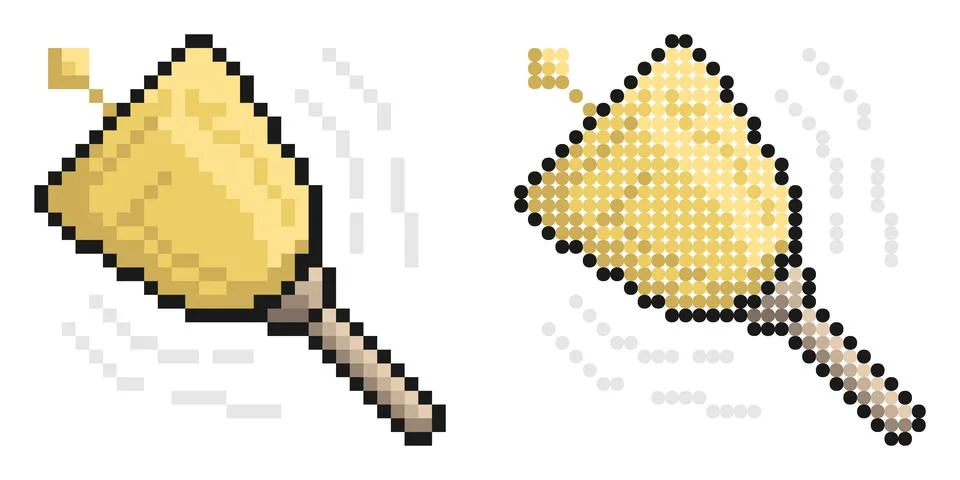 Pixel icon. Ringing school bell with handle. Call to lesson. September 1, b.. Stock-Illustration
