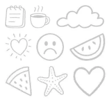 Pixel icon set vector collection. This bundle of simple dithered pixel grap.. Stock Illustration
