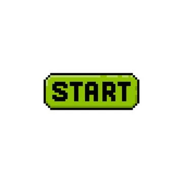 Pixel icon of the start button, green. Arcade game control panel. Stock Illustration