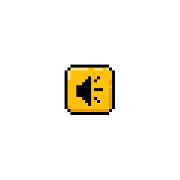 Pixel icon of yellow sound button, game interface. Stock Illustration