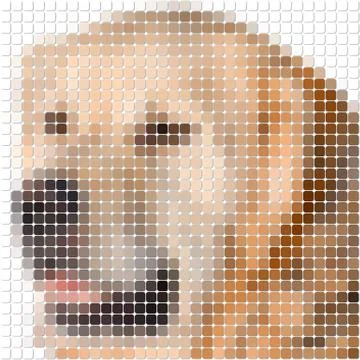 Pixel image of dog with square rounded pixels Stock Illustration