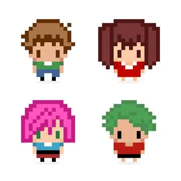 Pixel image of game avatar character for game assets. Illustrazione stock