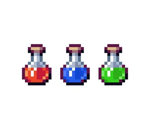 Pixel image potion bottle for game items. cross stitch pattern vector illustr Illustrazione stock