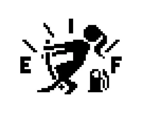 The pixel indicator does not empty gas. Pixel art vector illustration. Stock Illustration