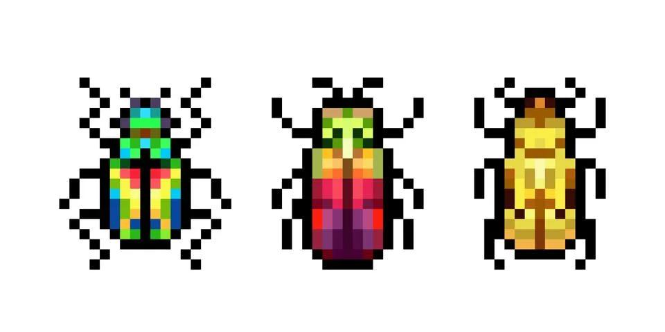 Pixel insect image for 8 bit game assets Stock Illustration