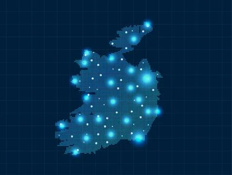 Pixel Ireland map Stock Illustration