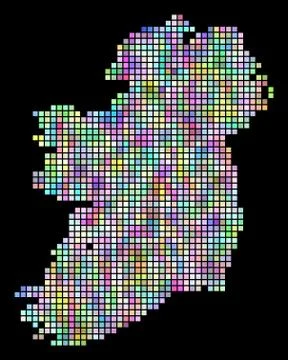 Pixel Ireland Map Stock Illustration