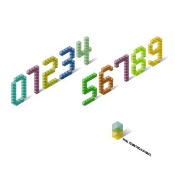 Pixel Isometric Perspective Numbers Stock Illustration