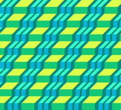 Pixel Isometric Stairs Seamless Pattern Stock Illustration