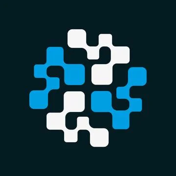 Pixel IT Technology Logo Design Template Blocks Logo technology initials logo ic Stock Illustration