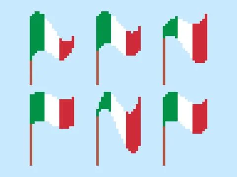 Pixel Italy flag icon set isolated on white background. Waving flag of Ital.. Stock-Illustration