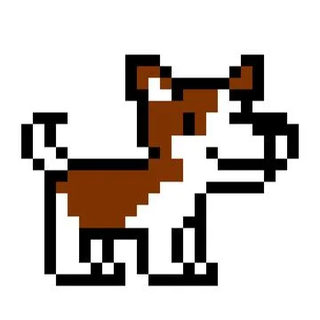 Pixel jack russel puppy image for 8 bit game assets. Stock Illustration