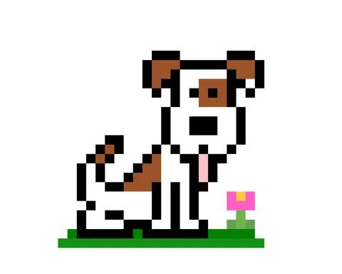 Pixel jack russel puppy image for 8 bit game assets. Stock-Illustration