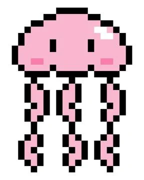 Pixel Jellyfish image for 8 bit game assets Illustrazione stock