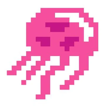 Pixel Jellyfish image for 8 bit game assets Stock Illustration