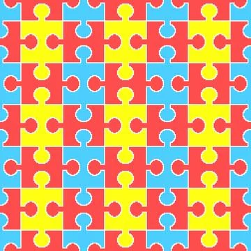 Pixel Jigsaw Puzzle Seamless Pattern Stock Illustration