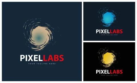 Pixel labs modern pixel sign logo set template design Stock Illustration