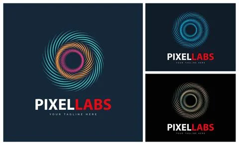Pixel labs modern pixel sign logo set template design Stock Illustration