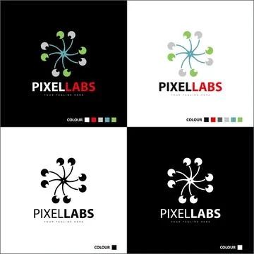 Pixel labs molecule modern pixel sign logo set template design Stock-Illustration