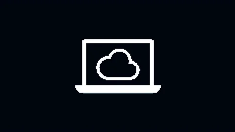 Pixel laptop and cloud glitch icon animated. Stock Footage 168341867