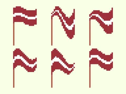 Pixel Latvia flag icon set isolated on white background. Waving flag of Lat.. Stock Illustration