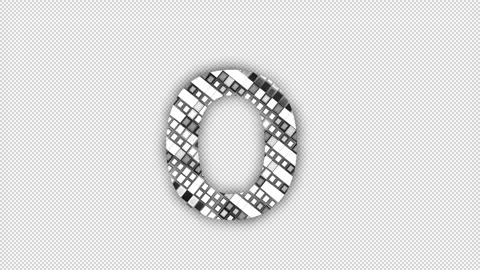 Pixel letter O with alpha channel, alphabet Stock Footage 285949279